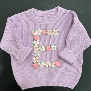 Oversized hand embroidered personalized knit sweater. New. I embroider them